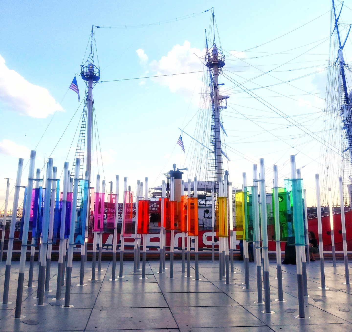 Light and color art installation at Seaport District New York City